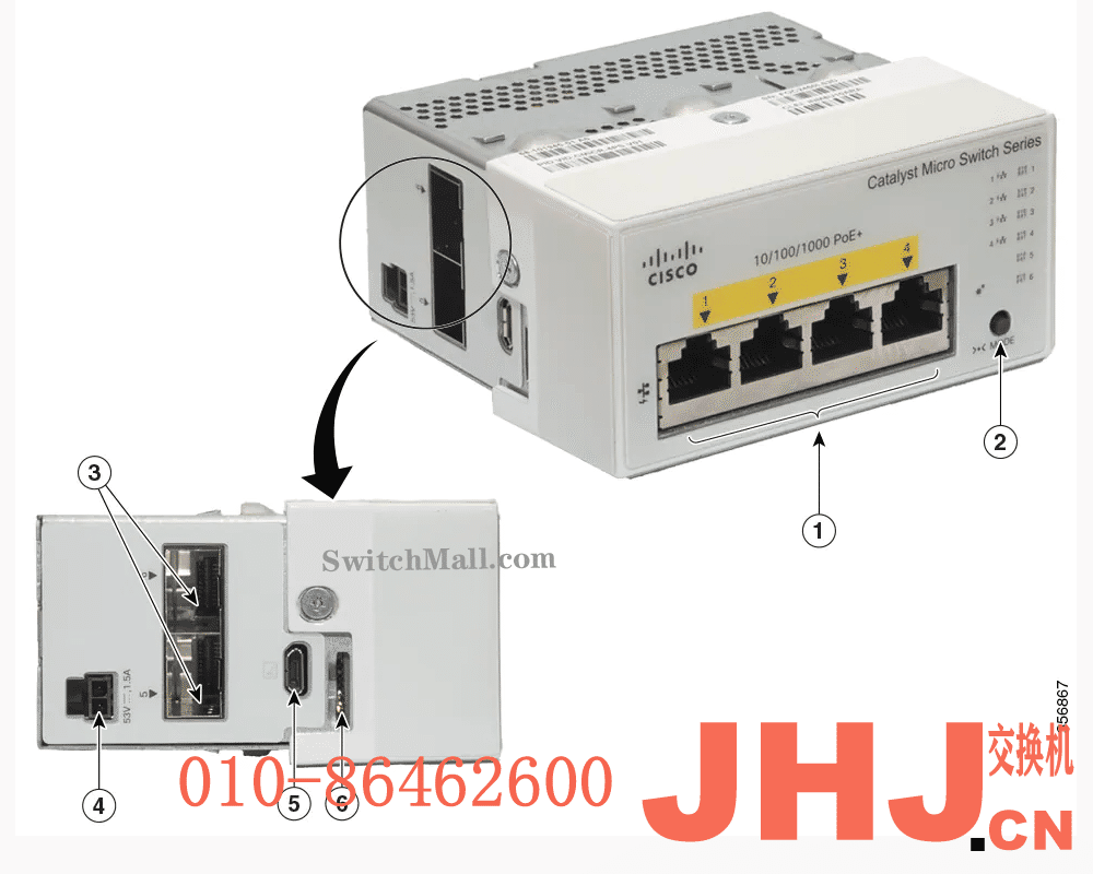 CMICR-4PS  Catalyst Micro Switch for wall-jack deployments, 2x SFP uplinks