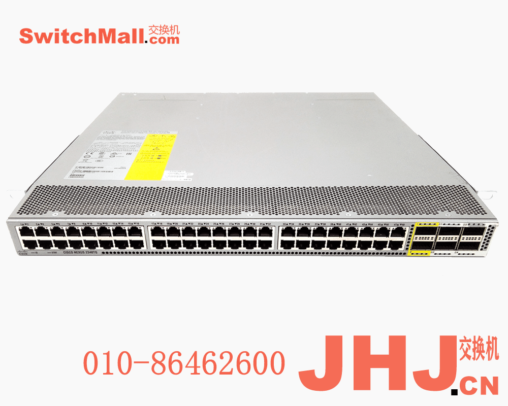 N2K-C2348TQ   Cisco Nexus 2348TQ 10G BASE T Fabric Extender, 2PS, 3 Fan Module, 48x100M/1/10GT (RJ45) + 6x40G QSFP+(req QSFP+), choice of airflow and power supply