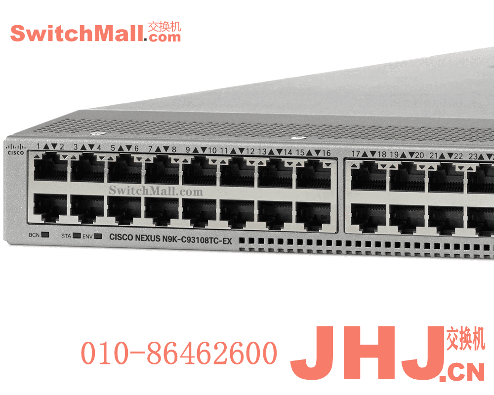 N9K-C93108TC-EX | 48个万兆电口,6个40G/100G QSFP28 端口 | Cisco N9K-C93108TC-EX  | 思科 Nexus 9300系列数据中心-低时延交换机 | Cisco Nexus 9000 fixed with 48p 10G BASE-T and 6p 40G/100G QSFP28