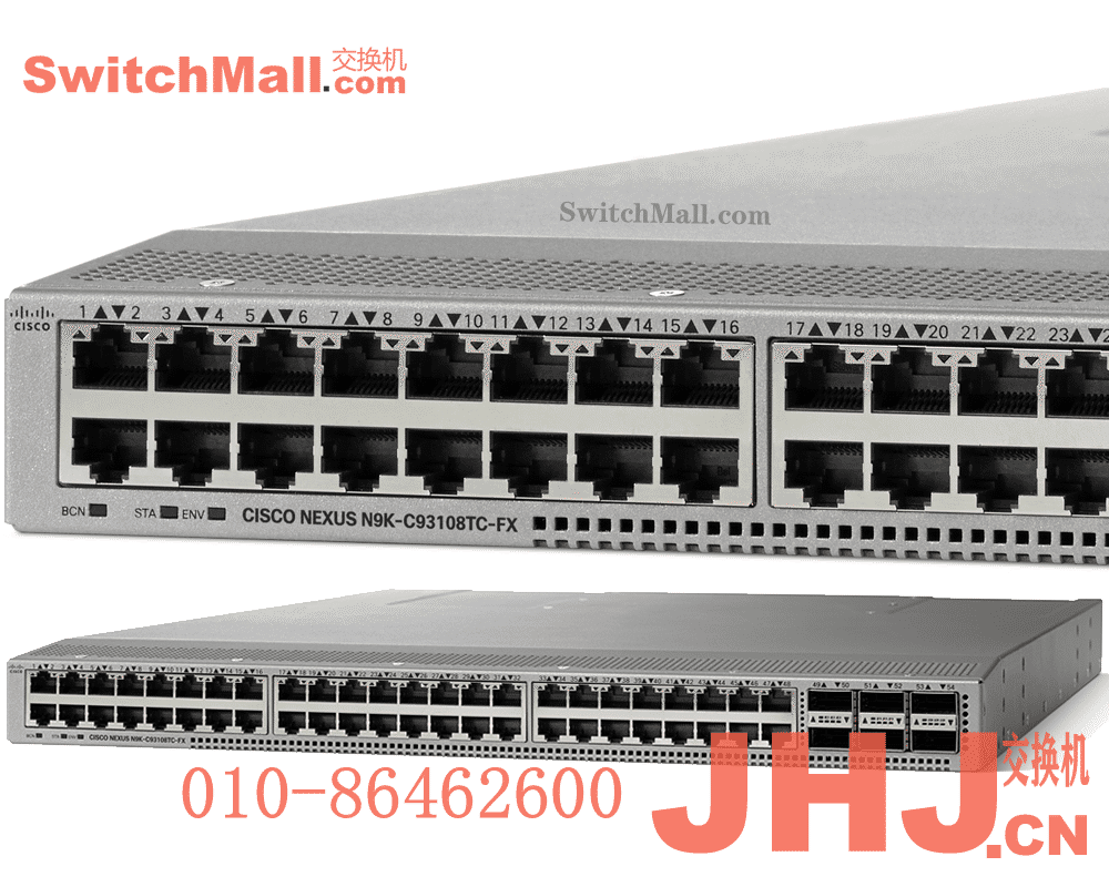 N9K-C93108TC-FX | 思科Nexus 9300系列 48个 10G BASE-T万兆电口, 6个 40G/100G QSFP28端口 | Cisco N9K-C93108TC-FX | 思科数据中心-低时延交换机 | Nexus 9300 with 48p 10G BASE-T and 6p 40G/100G QSFP28, MACsec capable