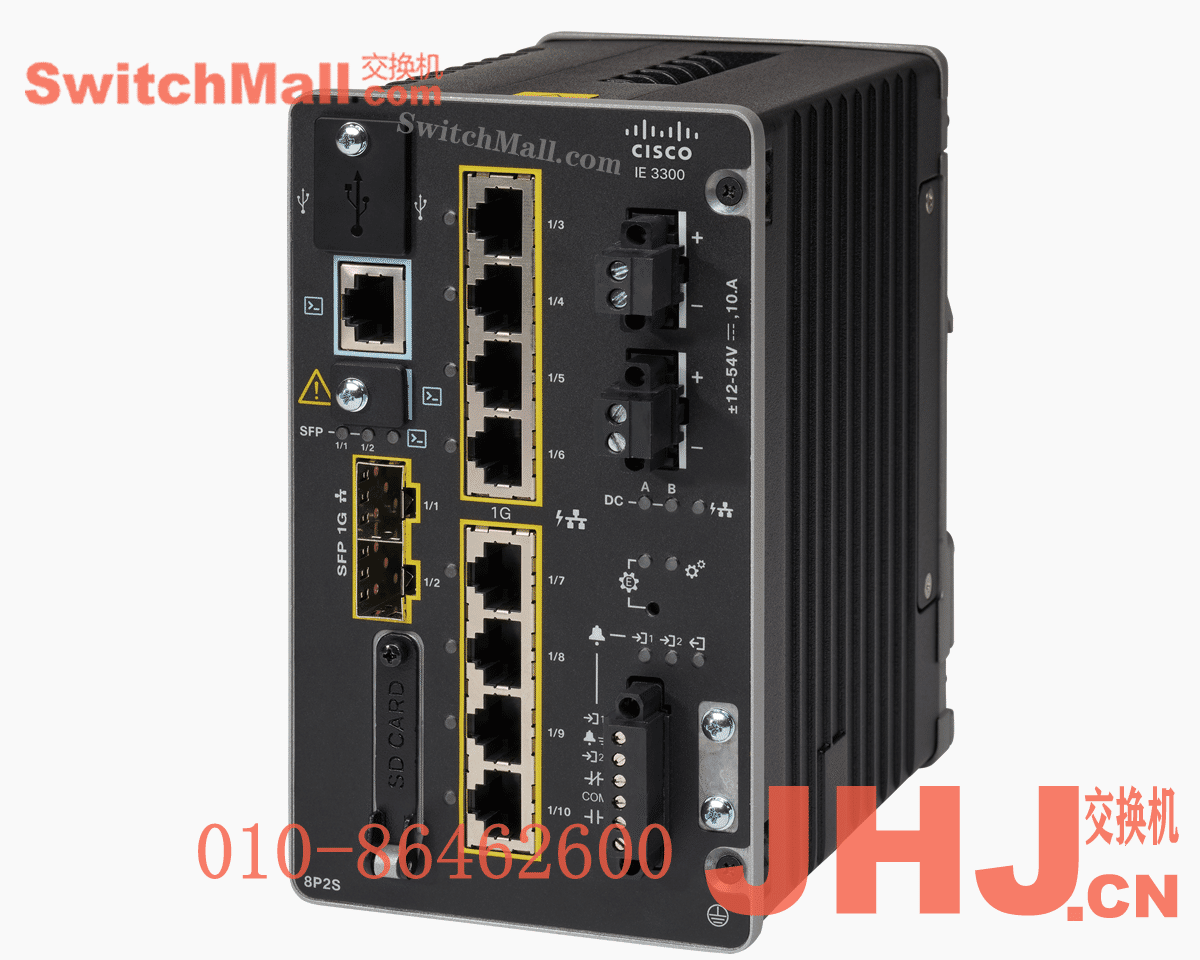 IE-3300-8P2S-A= | 思科工业交换机IE3300系列8个千兆Ge口 POE/POE+,2个GE SFP光口| Cisco  IE-3300-8P2S-A  | Catalyst IE3300 with 8 GE PoE/PoE+ and 2 GE SFP, Modular, Network Advantage