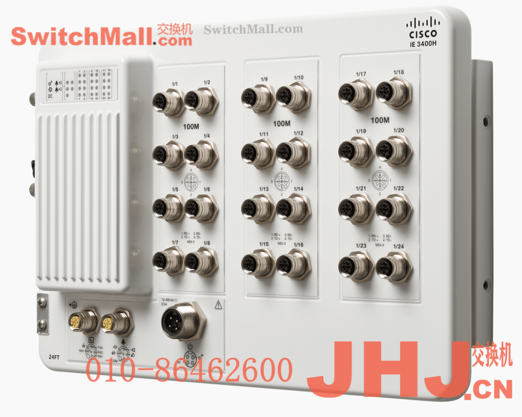 IE-3400H-24FT-E= | 思科IE3400H系列IP63-rated防护等级工业交换机 | Cisco IE-3400H-24FT-E  | Catalyst IE3400 Heavy Duty 带 24 个 GE M12 接口 | Catalyst IE3400 Heavy Duty w/ 24 FE M12 interfaces, IP67, Network Essentials
